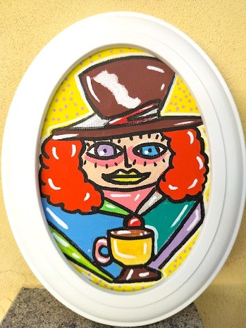 40,00 Euro<br>Cappellaio<br>acrilico<br>su<br>tela<br>12x7