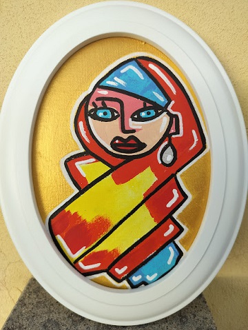 40,00 Euro<br>Orecchino<br>acrilico<br>su<br>tela<br>12x7